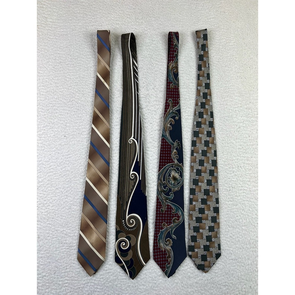 Lot 4 Mens Silk Ties Manor Ruffini JT Beckett Repp Geometric Stripe Paisley USA
